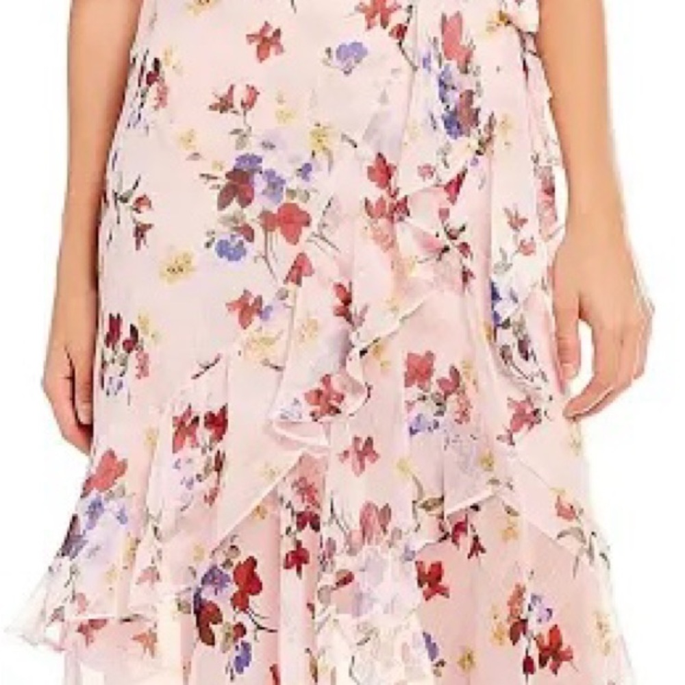 Chelsea & Violet Pink Ruffled Tiered Asymmetrical Skirt